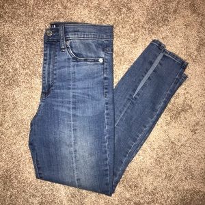 Medium wash slit ankle gap jeans